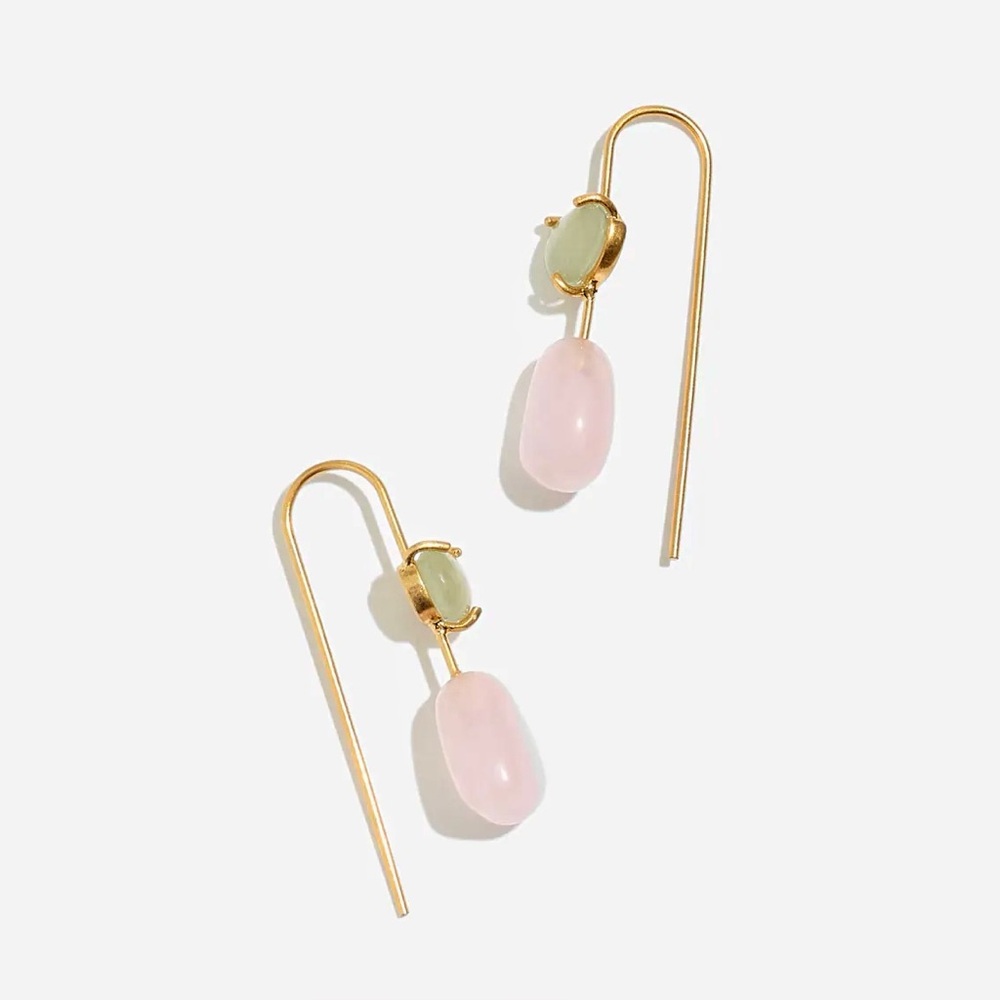 NWT Madewell Rose Quartz & Aventurine Earrings